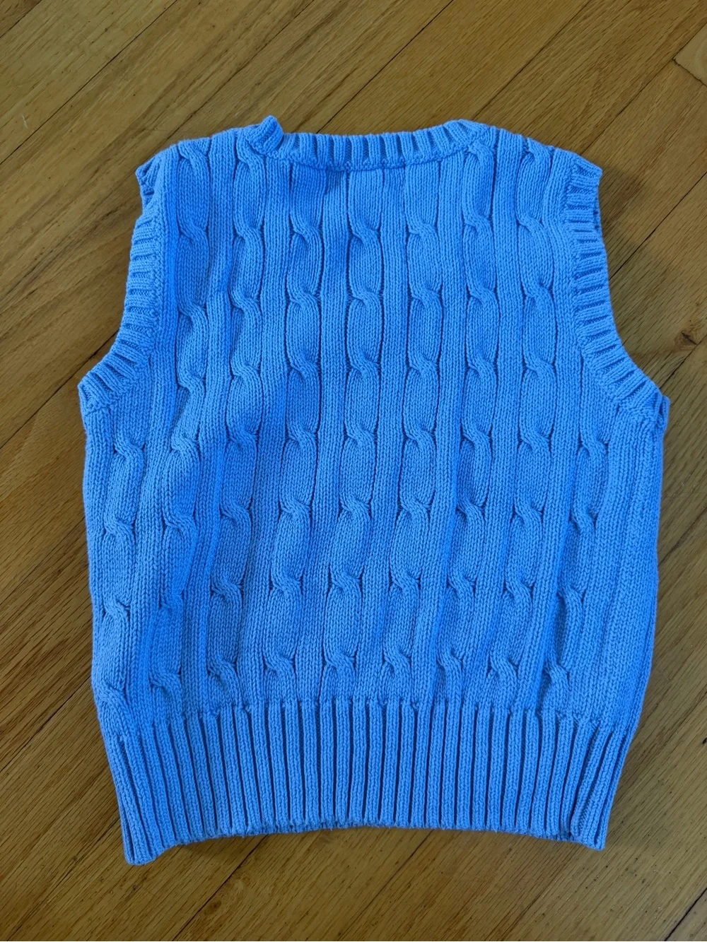 Ralph Lauren Kids Blue Cable-Knit V-Neck Sweater Vest